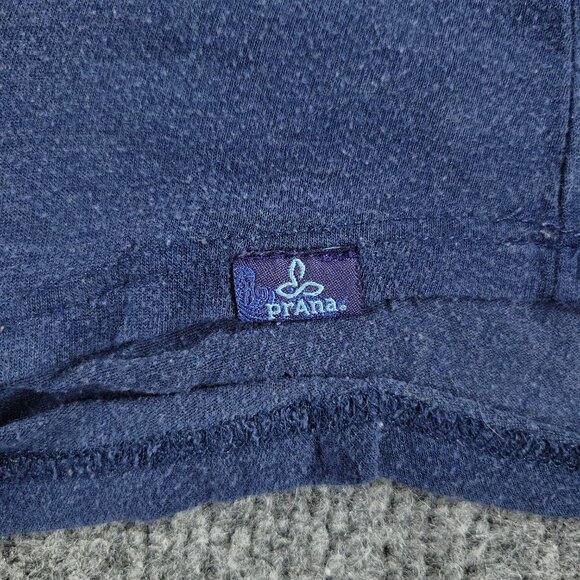 Prana Shirt Women Medium Blue Patch Logo Round Neck Long Sleeve Pocket Pullover - Picture 6 of 15